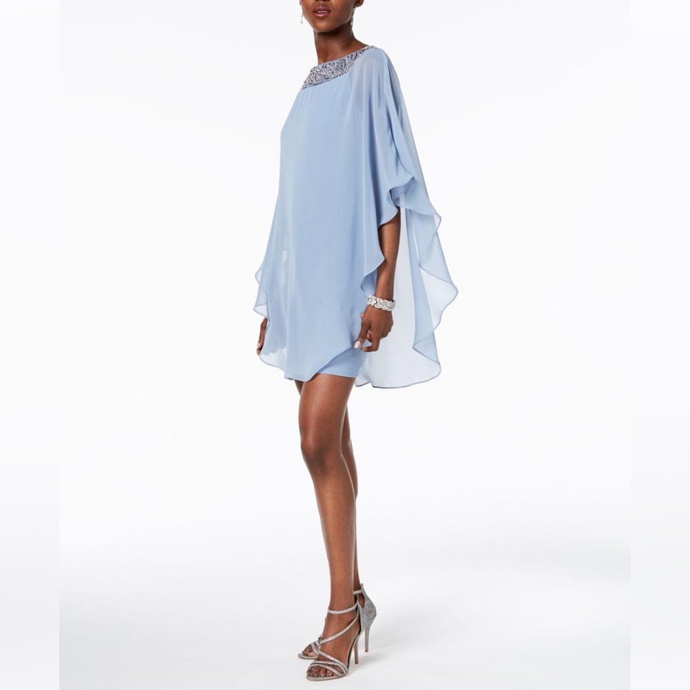 NWT Xscape Embellished Chiffon Overlay Sheath Dress Size 6 Petite